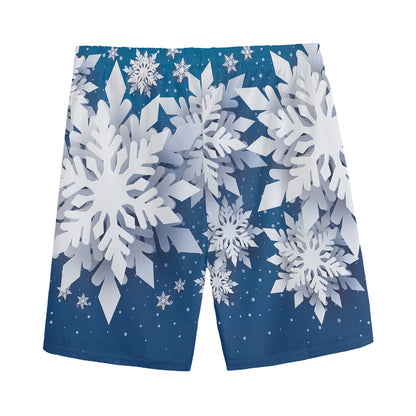 Christmas Snowflake Print Men's Sports Shorts