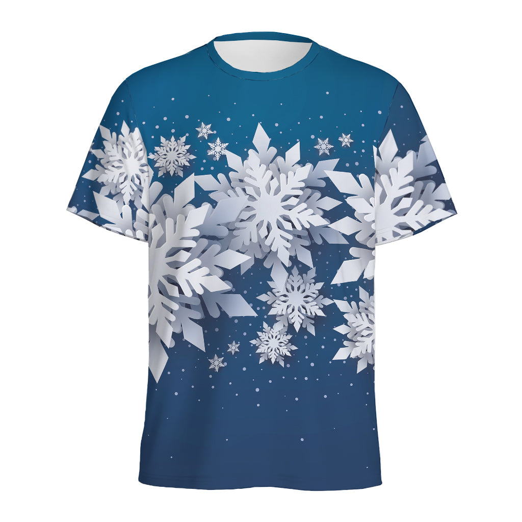 Christmas Snowflake Print Men's Sports T-Shirt