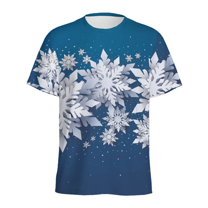 Christmas Snowflake Print Men's Sports T-Shirt