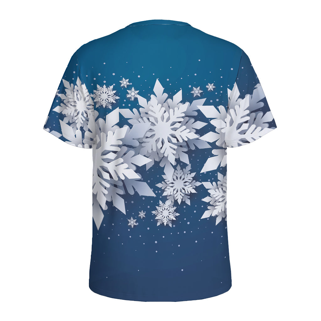 Christmas Snowflake Print Men's Sports T-Shirt