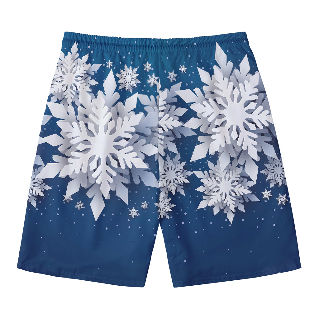 Christmas Snowflake Print Men's Swim Trunks