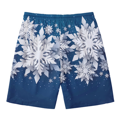 Christmas Snowflake Print Men's Swim Trunks