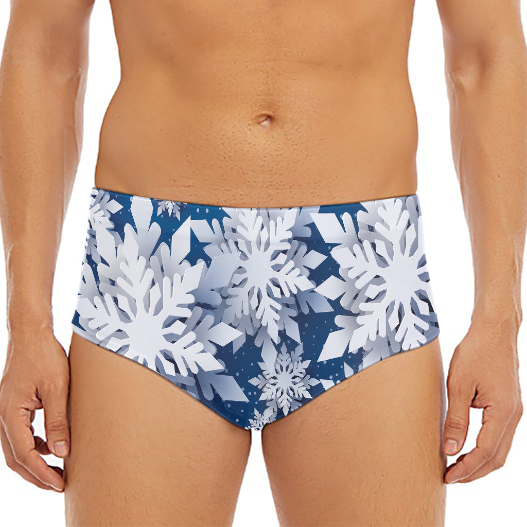 Christmas Snowflake Print Men's Triangle Swim Briefs