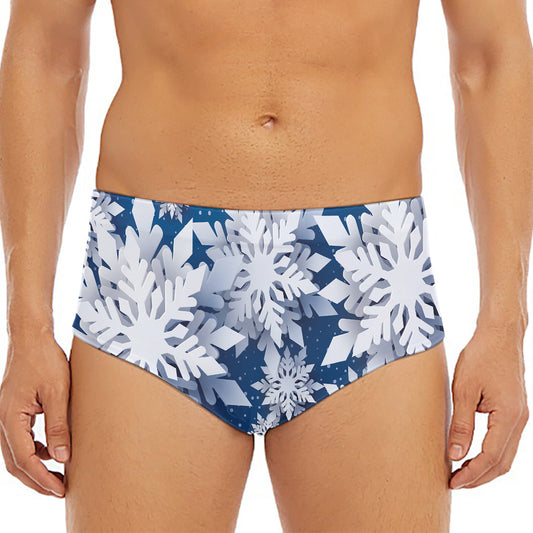 Christmas Snowflake Print Men's Triangle Swim Briefs