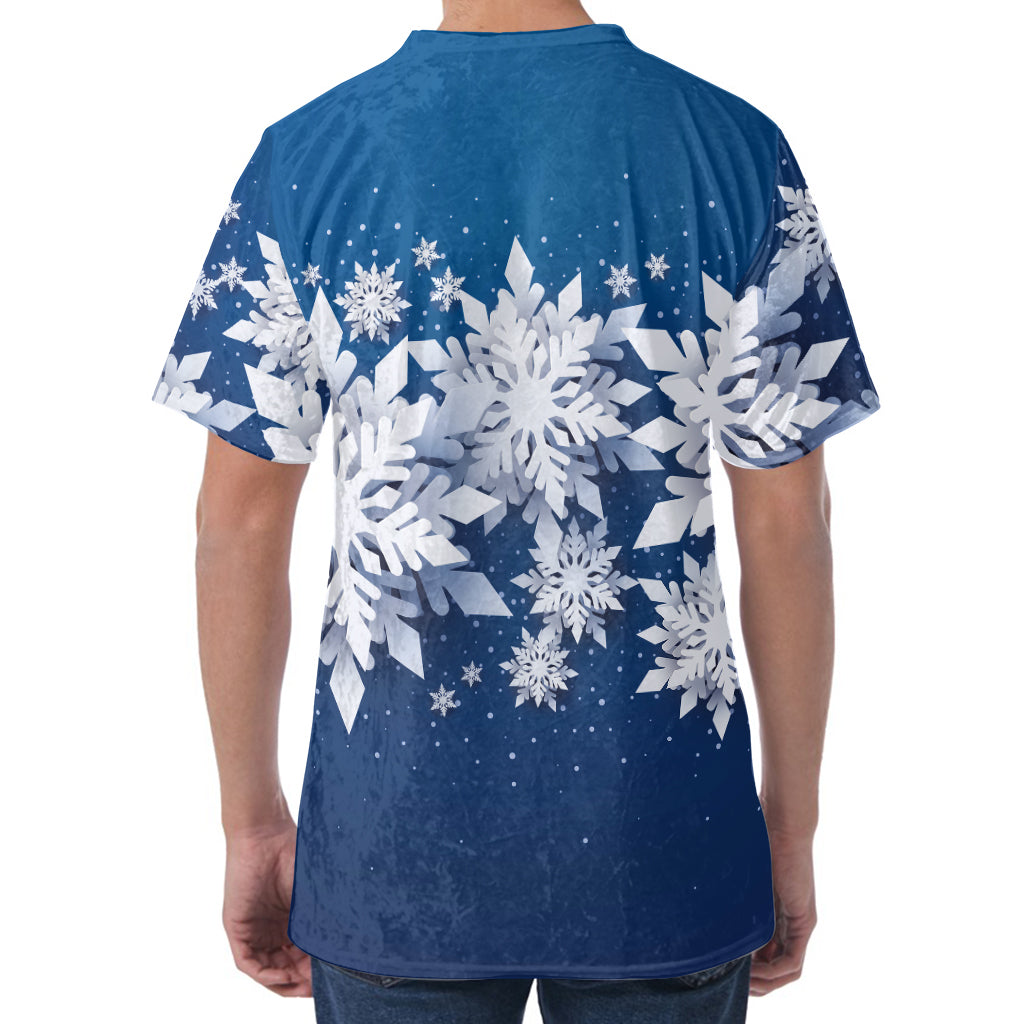 Christmas Snowflake Print Men's Velvet T-Shirt