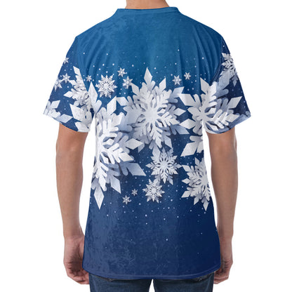 Christmas Snowflake Print Men's Velvet T-Shirt