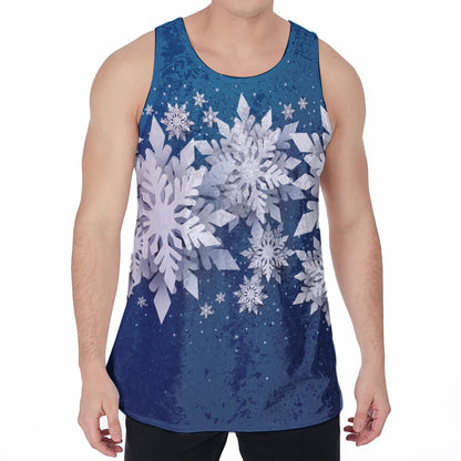 Christmas Snowflake Print Men's Velvet Tank Top