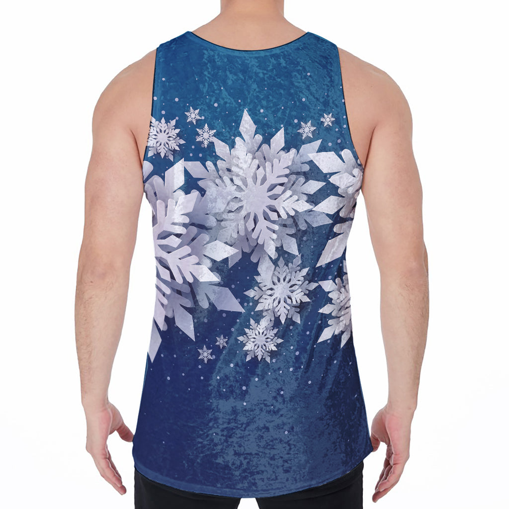 Christmas Snowflake Print Men's Velvet Tank Top