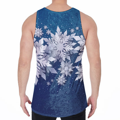 Christmas Snowflake Print Men's Velvet Tank Top
