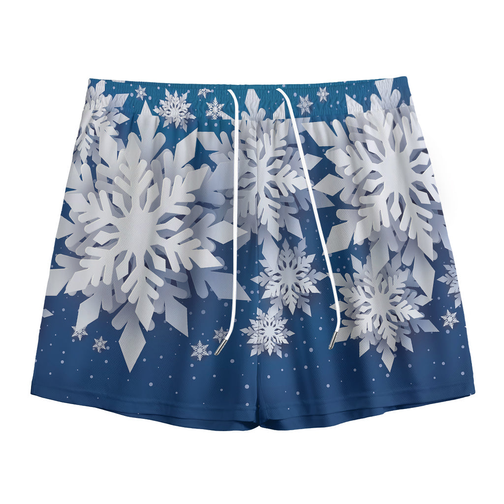 Christmas Snowflake Print Mesh Shorts