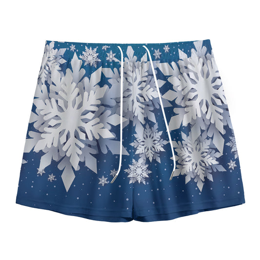 Christmas Snowflake Print Mesh Shorts