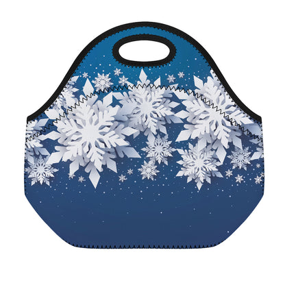 Christmas Snowflake Print Neoprene Lunch Bag