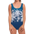 Christmas Snowflake Print One Piece Swimsuit