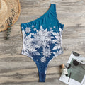 Christmas Snowflake Print One Shoulder Bodysuit