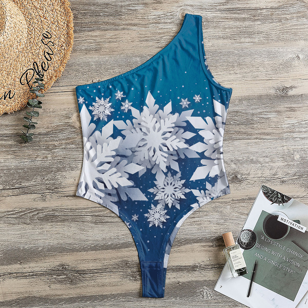 Christmas Snowflake Print One Shoulder Bodysuit