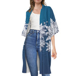 Christmas Snowflake Print Open Front Beach Cover Up