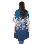 Christmas Snowflake Print Open Front Beach Cover Up