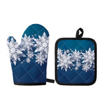 Christmas Snowflake Print Oven Mitt And Pot Holder Set