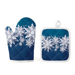Christmas Snowflake Print Oven Mitt And Pot Holder Set