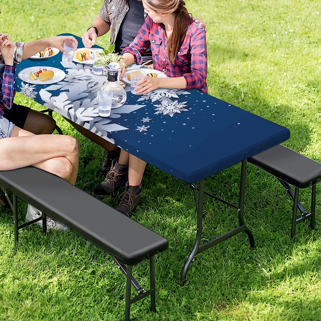 Christmas Snowflake Print Picnic Table Cover