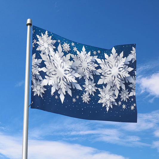 Christmas Snowflake Print Polyester Flag