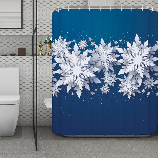 Christmas Snowflake Print Polyester Shower Curtain
