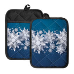 Christmas Snowflake Print Pot Holders With Pocket