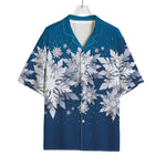 Christmas Snowflake Print Rayon Hawaiian Shirt