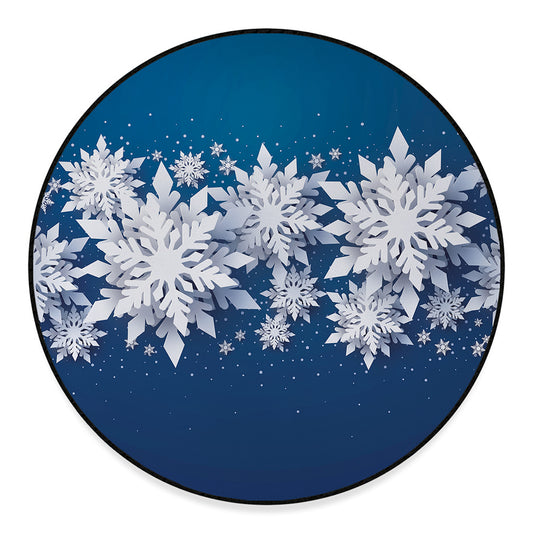 Christmas Snowflake Print Round Floor Mat