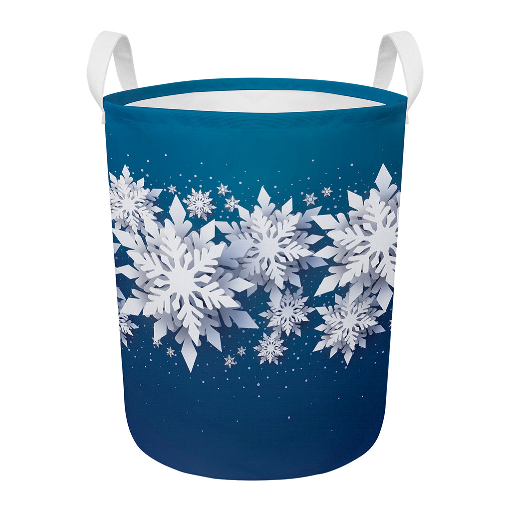 Christmas Snowflake Print Round Laundry Basket