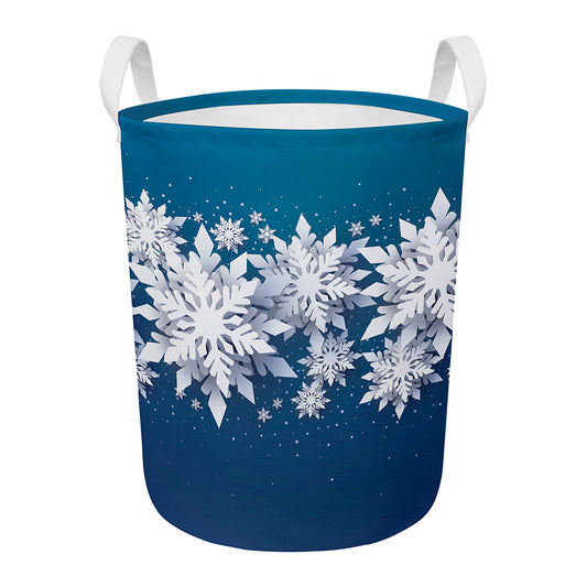 Christmas Snowflake Print Round Laundry Basket