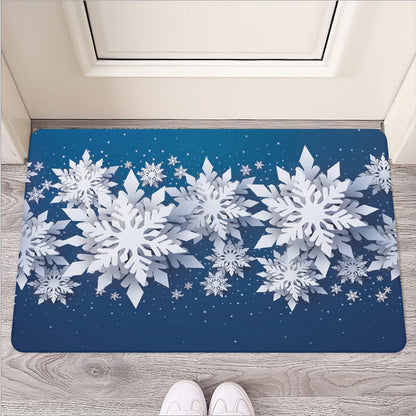 Christmas Snowflake Print Rubber Doormat