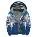 Christmas Snowflake Print Sherpa Lined Zip Up Hoodie
