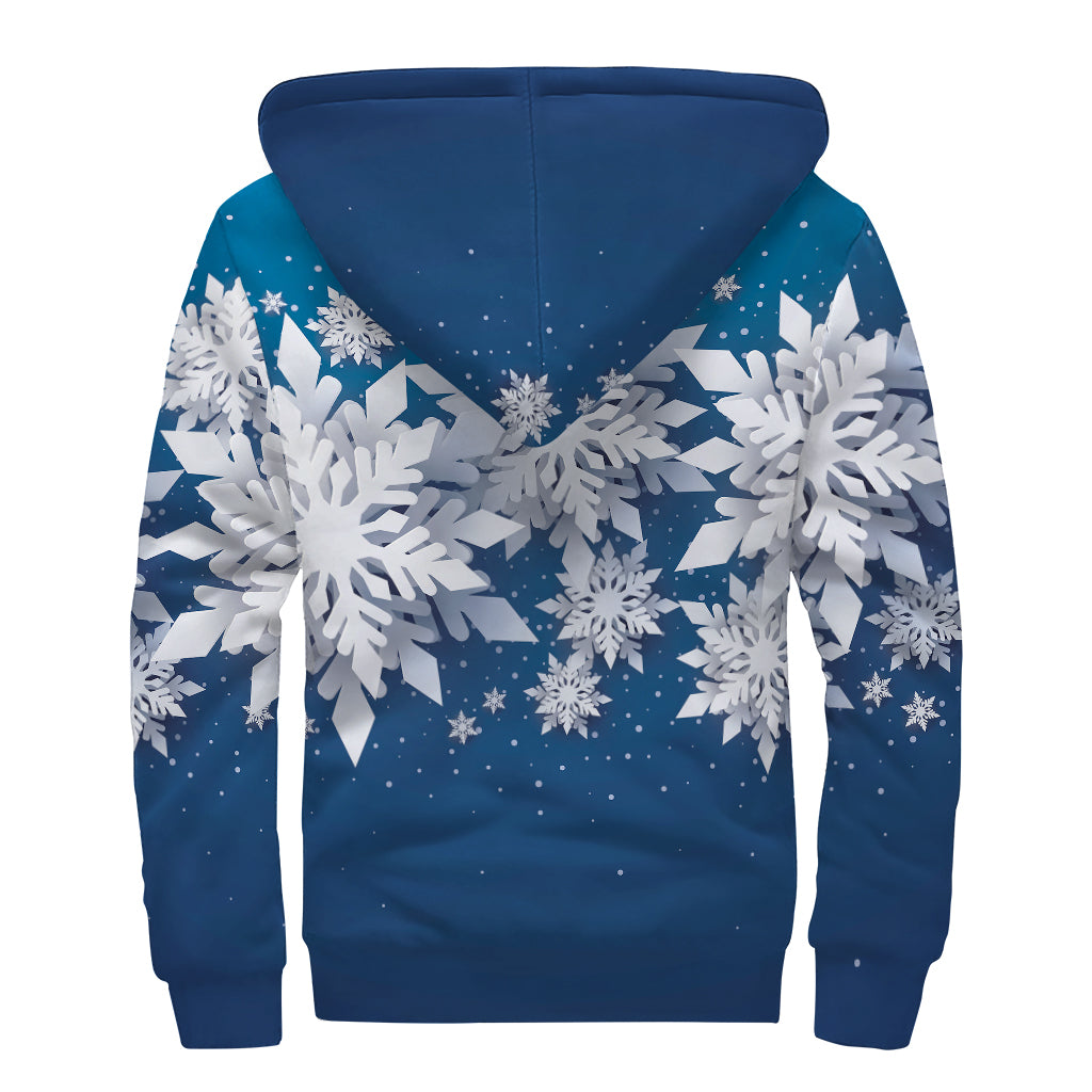 Christmas Snowflake Print Sherpa Lined Zip Up Hoodie