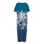 Christmas Snowflake Print Short Sleeve Long Nightdress