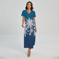 Christmas Snowflake Print Short Sleeve Maxi Dress