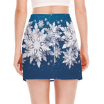 Christmas Snowflake Print Side Slit Mini Skirt