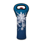 Christmas Snowflake Print Single Neoprene Wine Tote