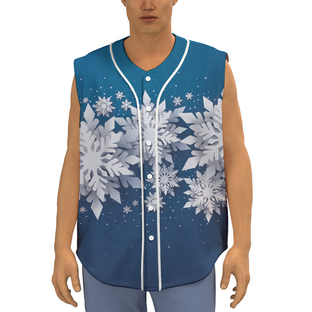 Christmas Snowflake Print Sleeveless Baseball Jersey