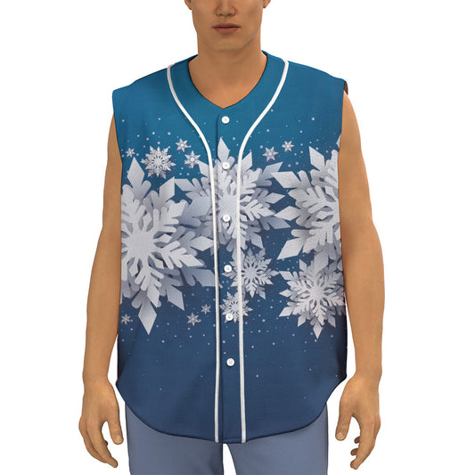 Christmas Snowflake Print Sleeveless Baseball Jersey