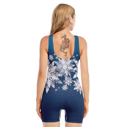 Christmas Snowflake Print Sleeveless One Piece Swimsuit