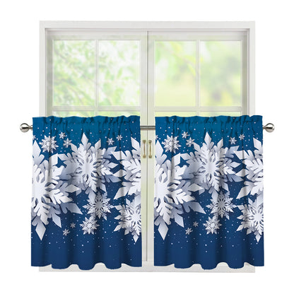 Christmas Snowflake Print Tier Curtains