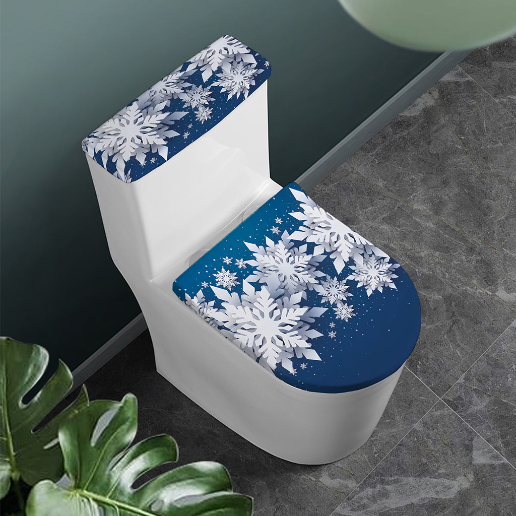Christmas Snowflake Print Toilet Lid And Tank Cover Set