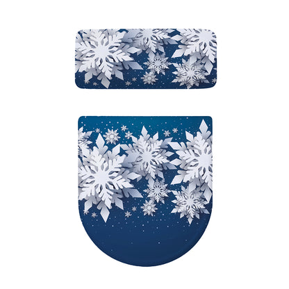 Christmas Snowflake Print Toilet Lid And Tank Cover Set