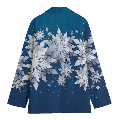 Christmas Snowflake Print Women's Blazer