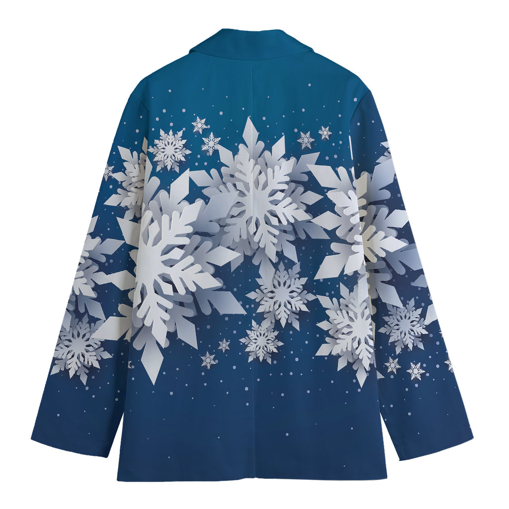 Christmas Snowflake Print Women's Cotton Blazer