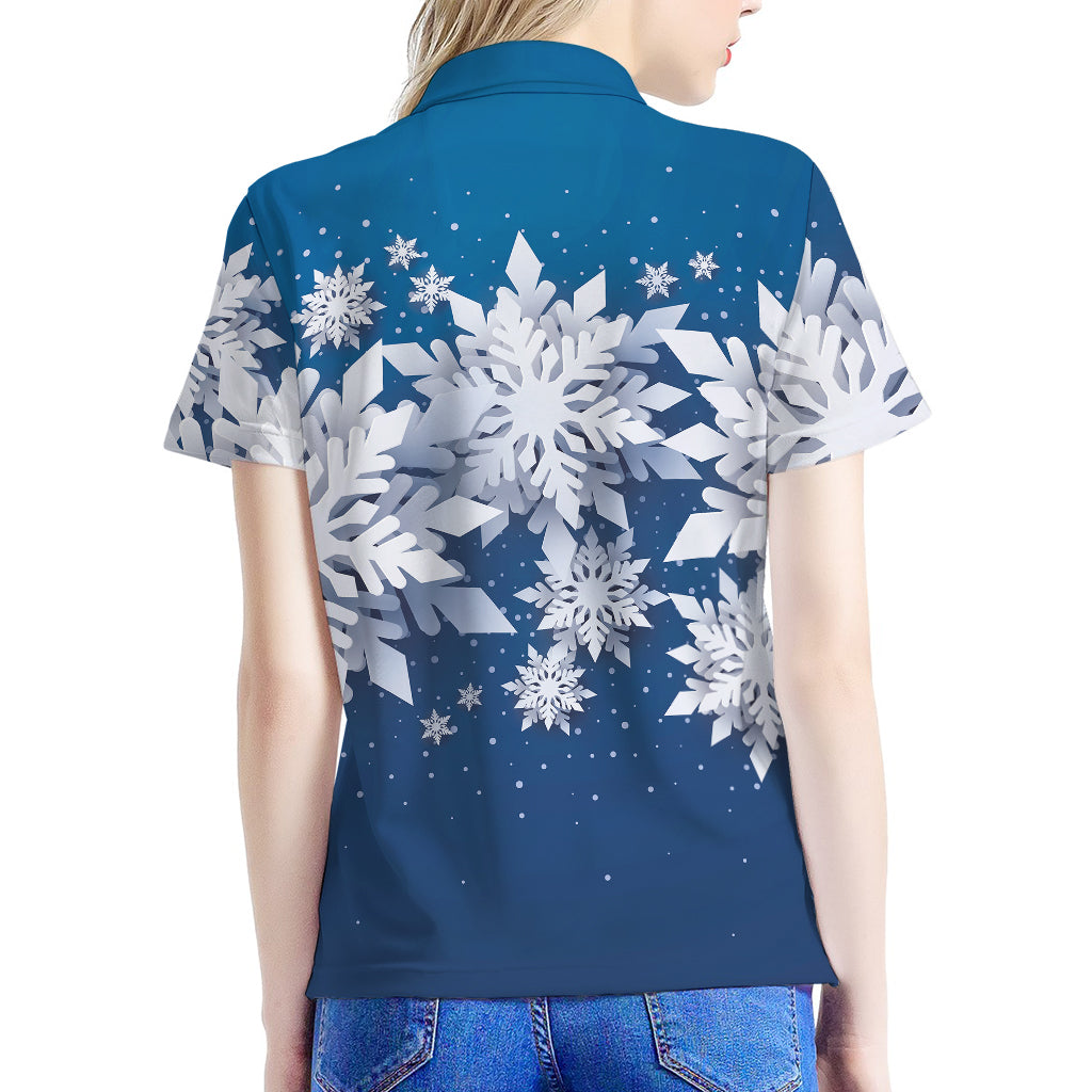 Christmas Snowflake Print Women's Polo Shirt