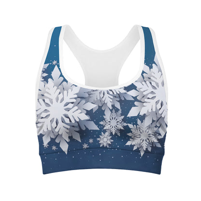 Christmas Snowflake Print Women's Sports Bra