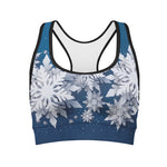 Christmas Snowflake Print Women's Sports Bra
