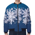 Christmas Snowflake Print Zip Sleeve Bomber Jacket